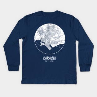 Karachi, Pakistan City Map - Full Moon Kids Long Sleeve T-Shirt